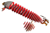 A 3D model of the EUGY Crab 3D Puzzle by Eugy, featuring a segmented red and brown crab-like creature with labeled body parts, some pieces separated and floating below it, all displayed on a white background.