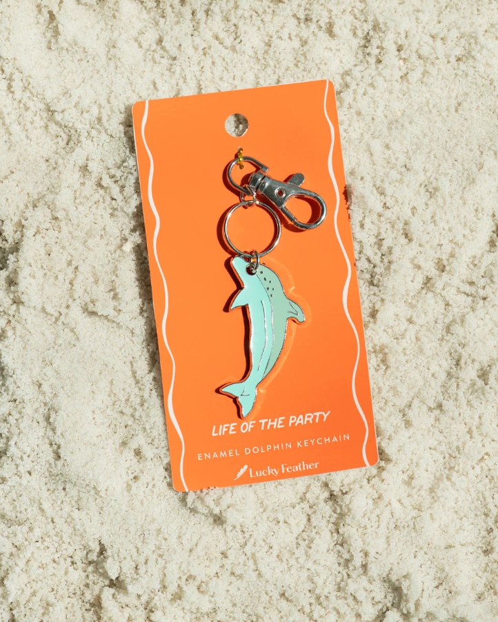 Lucky Feather Ocean Life Silver Keychain - Dolphin