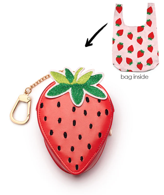 Living Royal Strawberry 2-in-1 Bag Charm + Shopper Bag |  | Safari Ltd®