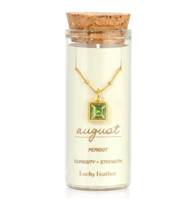 Birthstone Bottle Necklace - Gold - August |  | Safari Ltd®