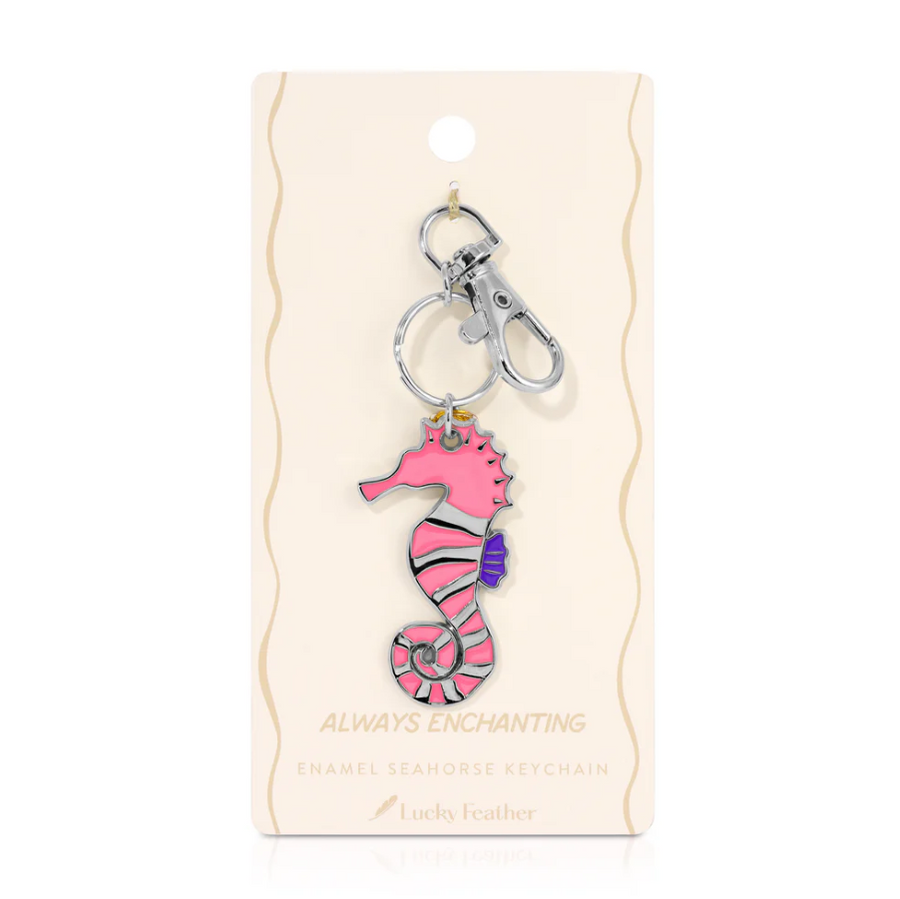 Lucky Feather Ocean Life Silver Keychain - Seahorse