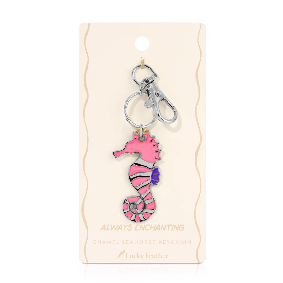 Lucky Feather Ocean Life Silver Keychain - Seahorse