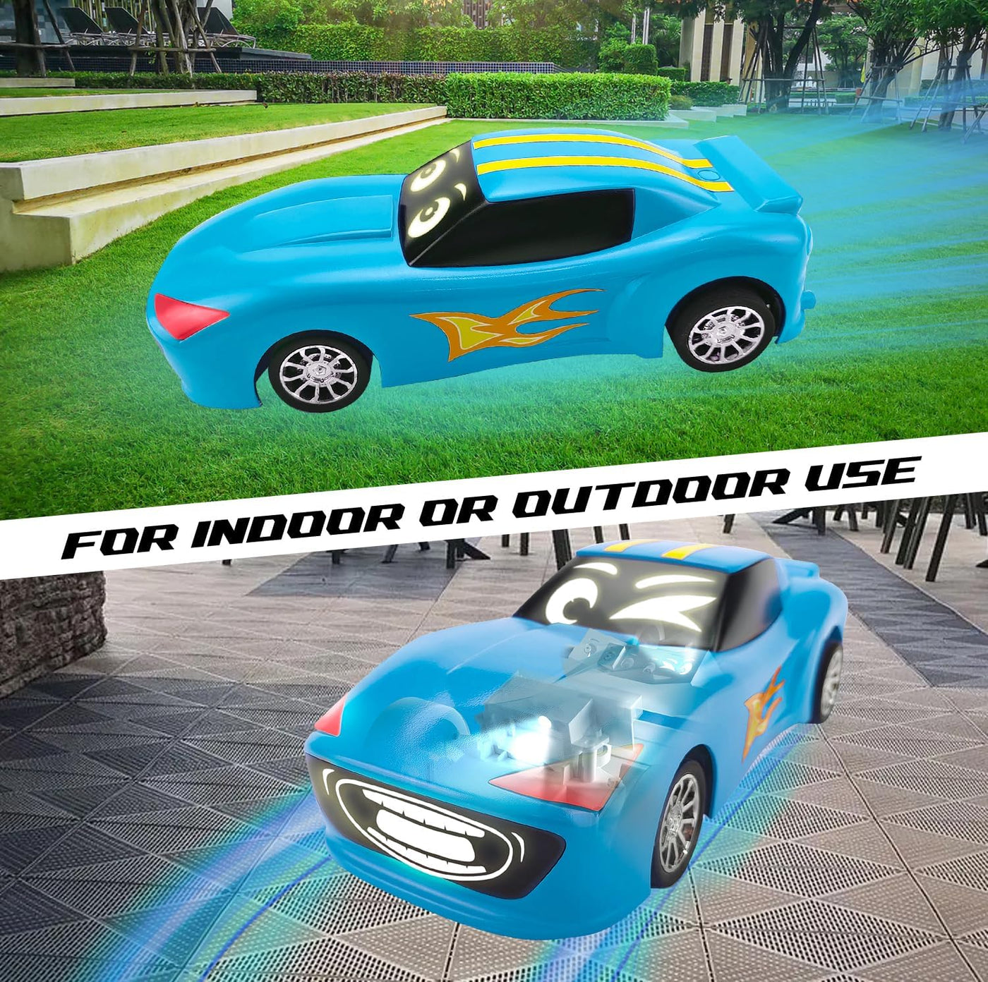 Animat3d Talking Animated RC Race Car with Built-in Projector & Speaker - BLUE