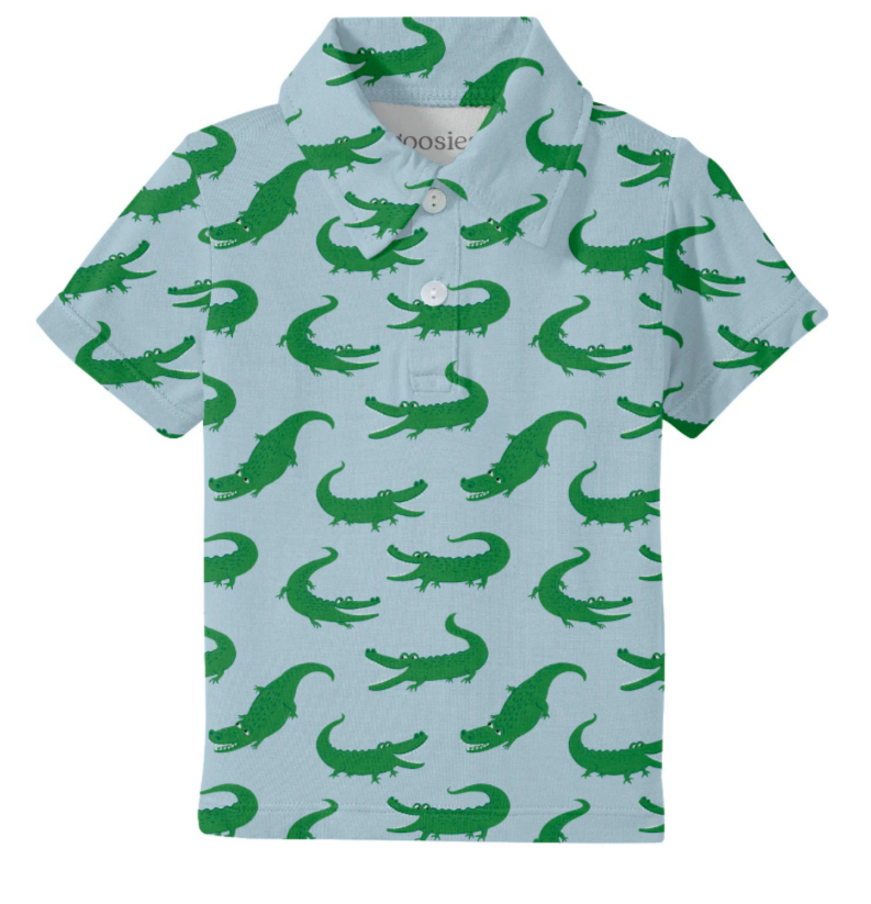 Goosies Short Sleeve Polo Shirt - Blue with Alligators