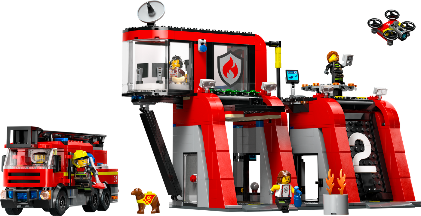 LEGO Fire Station with Fire Truck