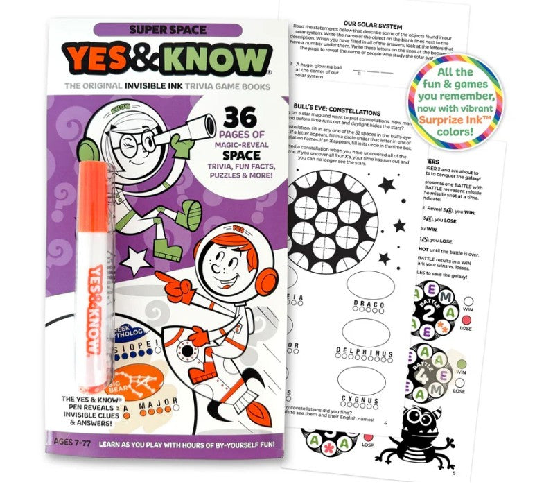 Yes & Know Invisible Ink Trivia Game Books- Space