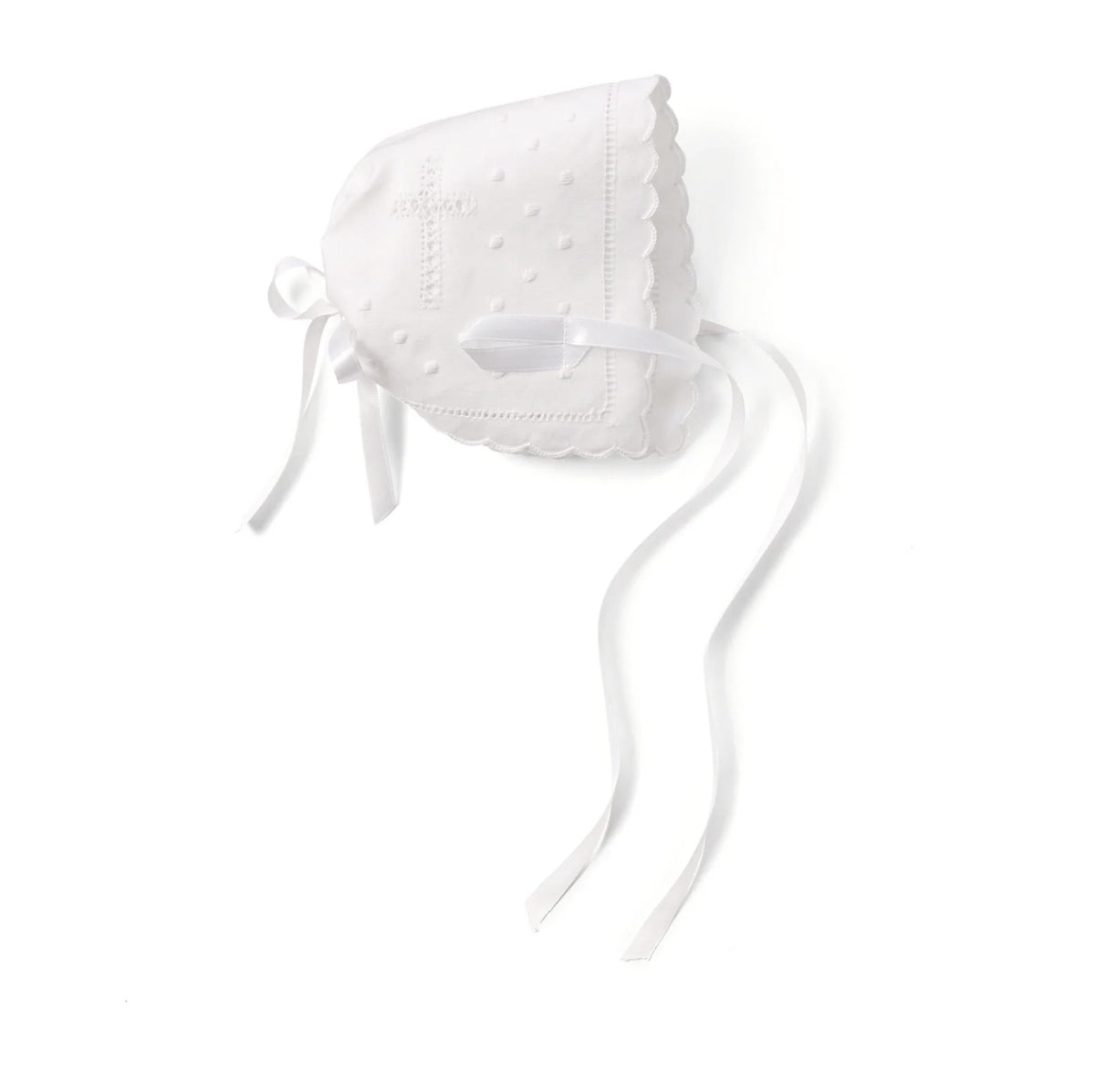 Elegant Baby Battenburg Lace Bonnet/Hanky