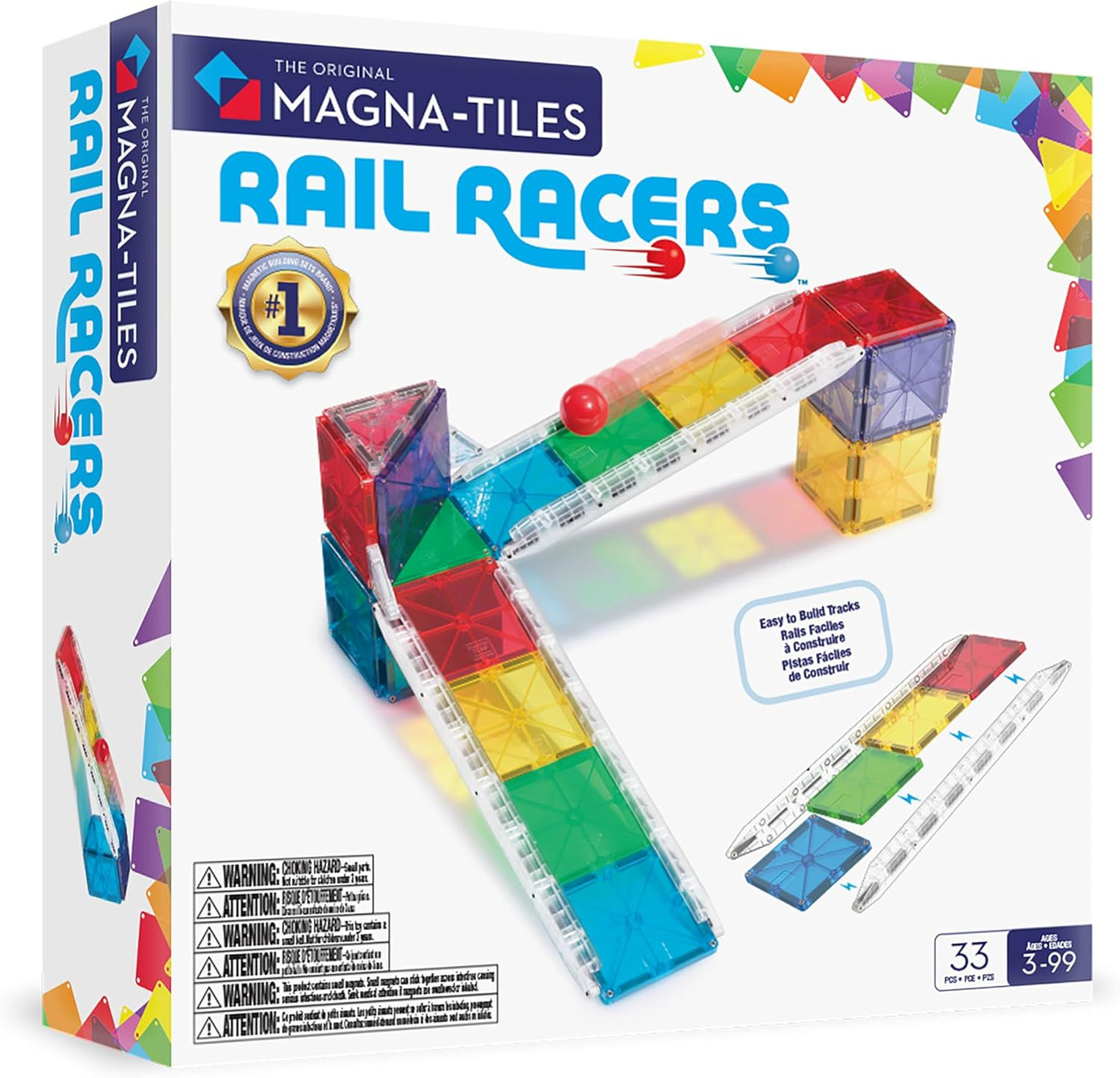 Magnatiles Rail Racers 33 Piece Set |  | Safari Ltd®
