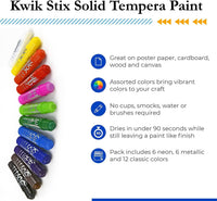 KwikStix Tempera Paint 24 Pack Classic, Metalix, Neon Colors
