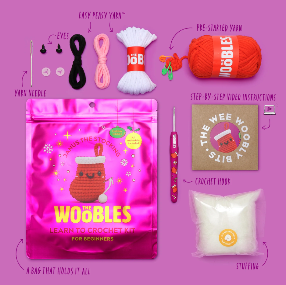 Janus the Stocking - Woobles Beginner Crochet Amigurumi Kit