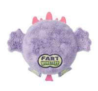 The Scentco 10" Fart Monsters: Cheeky (Grape Scent) is a round, fluffy purple plush toy with pink spikes, small wings, and "Fart Monsters" written on its belly in green and black letters. With its grape scent and silly monster design, it's the perfect gift for kids who love fun and playful plush toys.