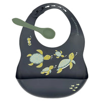 Ore Fresh & Messy Silicone Bib + Spoon Set Sea Turtle