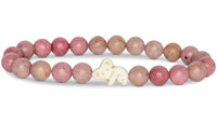 The Lounge - Wildflower Pink Koala bracelet by fahlo features round pink beads and a central white koala bead—an adorable accessory perfect for wildlife supporters or anyone who loves cute koalas.