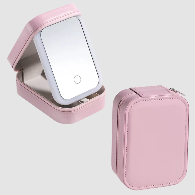 Little Miss Zoe LED Light Mirror Jewelry Case - Pink
