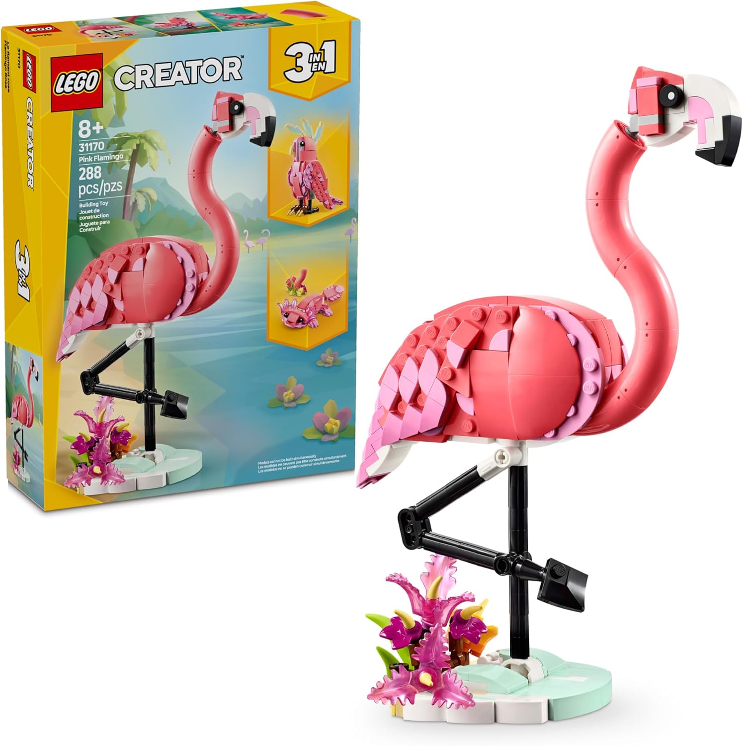 LEGO Creator 3-in-1 Wild Animals: Pink Flamingo Building Toy Set