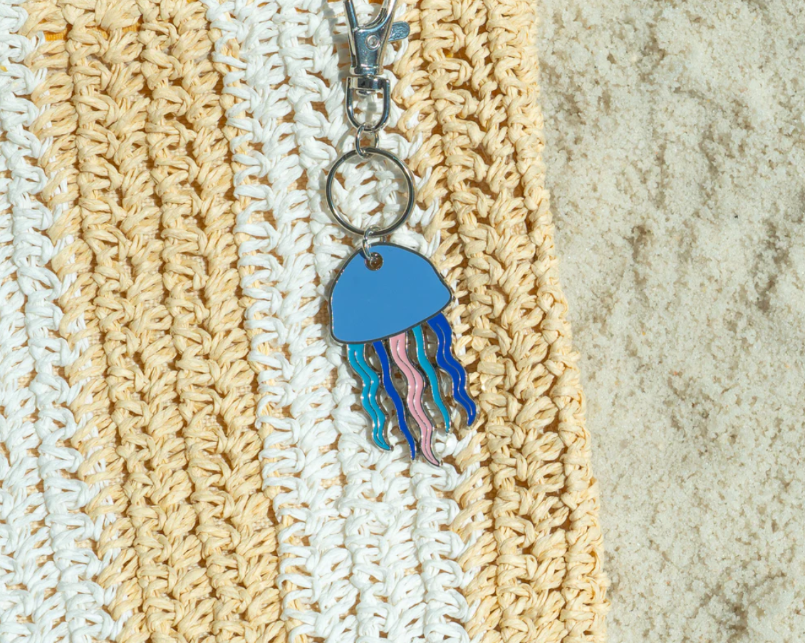 Lucky Feather Ocean Life Silver Keychain - Jellyfish