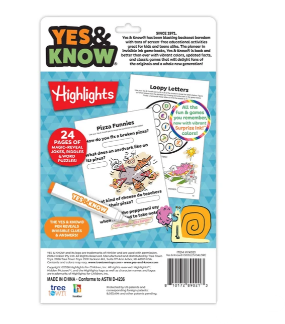 Yes & Know Invisible Ink Trivia Game Books- Giggles Galore