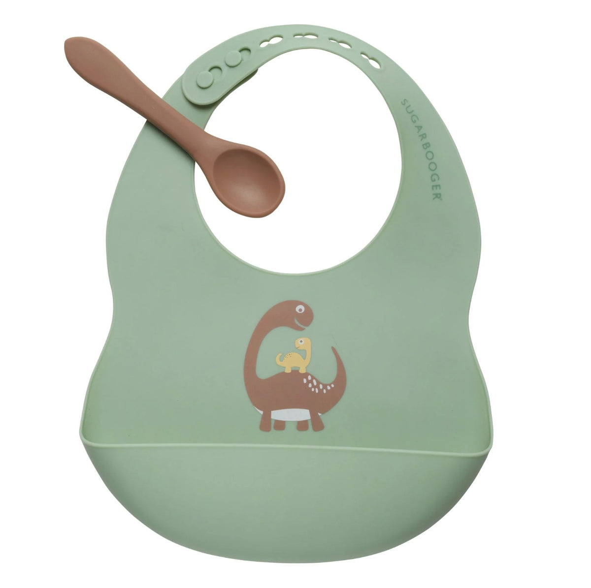 Ore Fresh & Messy Silicone Bib + Spoon Set Dinosaur