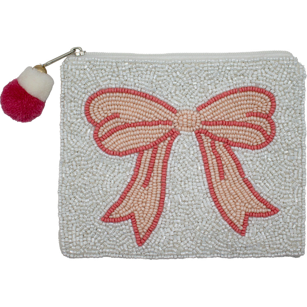 La Chic Designs Coquette Bow Beaded Coin Pouch