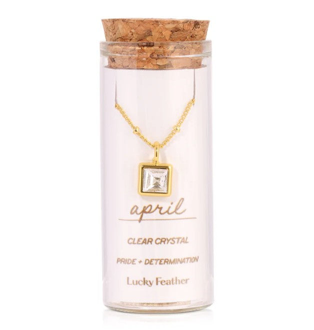 Birthstone Bottle Necklace - Gold - April |  | Safari Ltd®