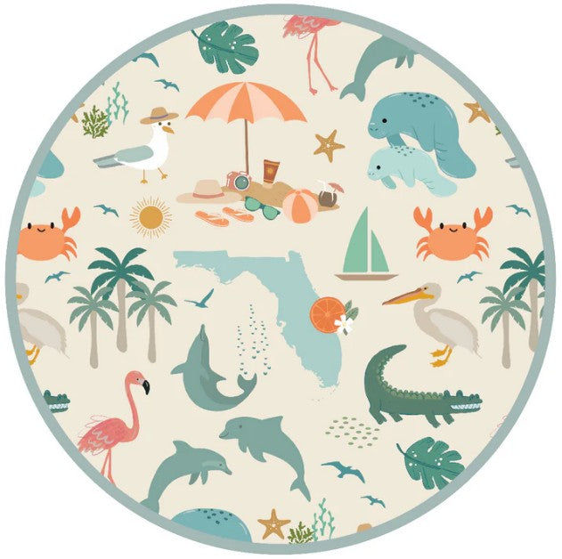 Explore Florida Souvenir Bamboo Convertible Baby Pajamas | Beige/Multi / 0-3M |  | Safari Ltd®