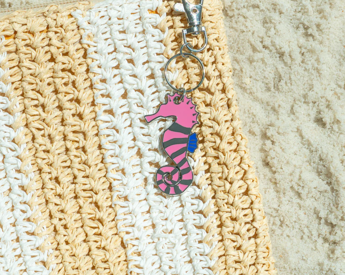 Lucky Feather Ocean Life Silver Keychain - Seahorse