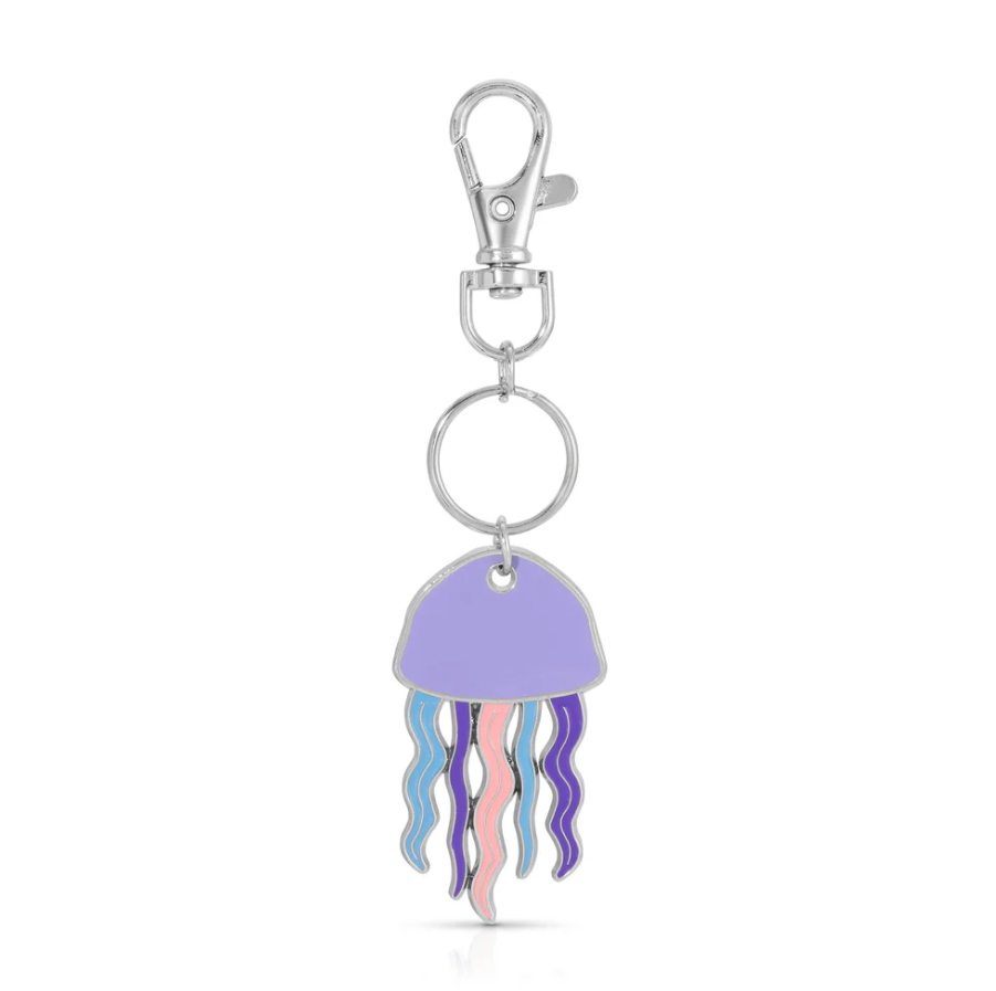 Lucky Feather Ocean Life Silver Keychain - Jellyfish