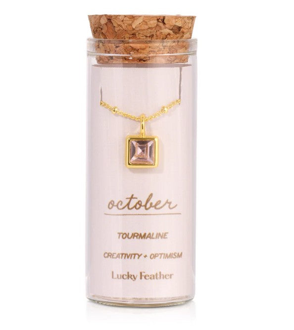 Birthstone Bottle Necklace - Gold - October |  | Safari Ltd®