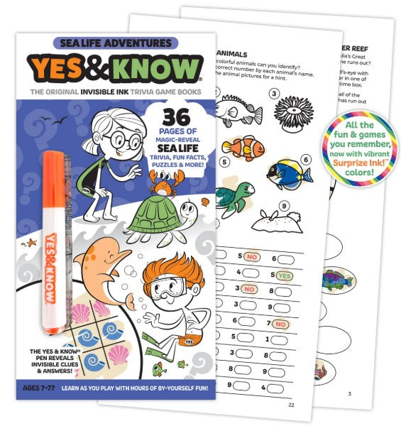 Yes & Know Invisible Ink Trivia Game Books- Sea Life
