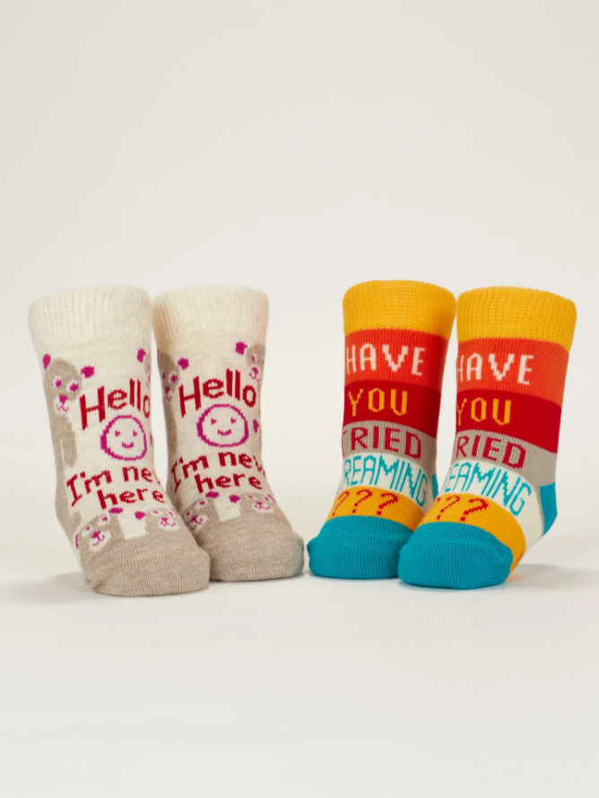 Blue Q Baby Socks - I'm New Here / Have You Tried Screaming???
