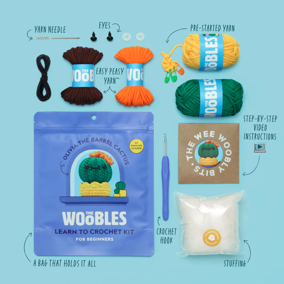 Olivia the Barrel Cactus - Woobles Beginner Crochet Amigurumi Kit