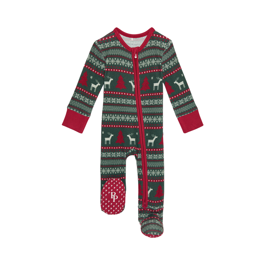 Holiday Fair Isle - Footie Zippered One Piece |  | Safari Ltd®