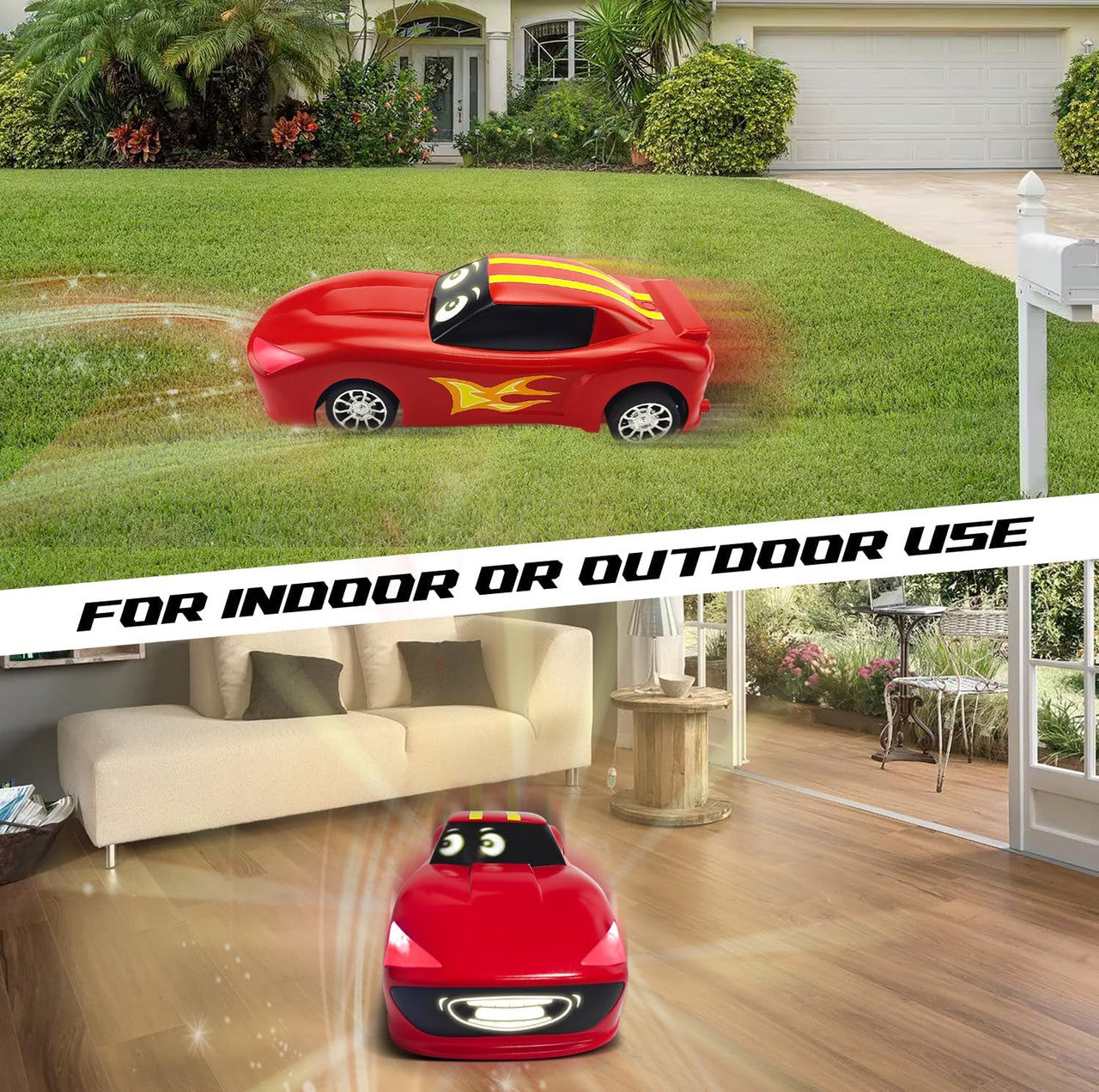 Animat3d Talking Animated RC Race Car with Built-in Projector & Speaker - RED