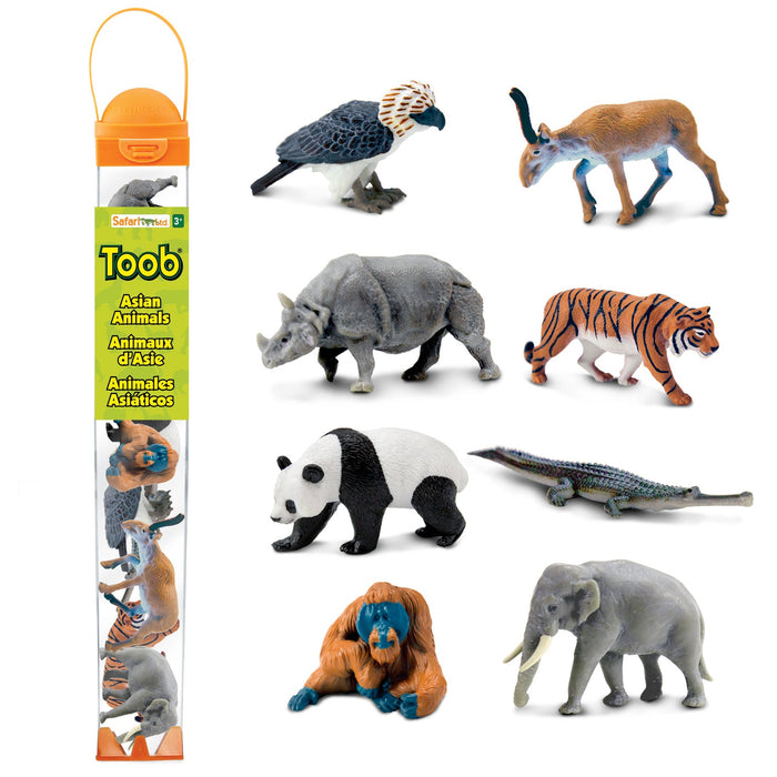 Tube - Animaux d'Asie - Figurine Safari Ltd - Ambiance Montessori
