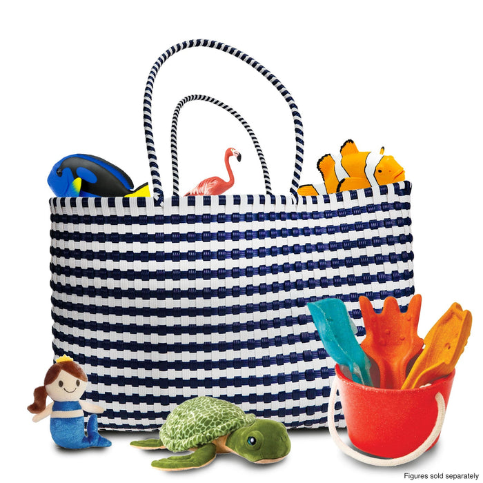 Colors For Good Jumbo Recycled Woven Tote Bag - Blue & White - Safari Ltd®