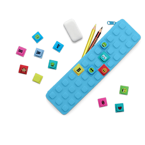 Customizable Pencil Case with Cubes - Aqua Blue - Safari Ltd®