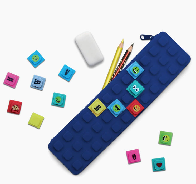 Customizable Pencil Case with Cubes - Navy Blue - Safari Ltd®
