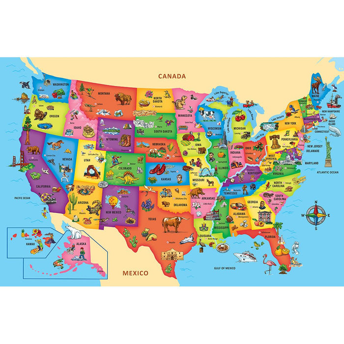 Educational - USA Map 60 pc Shaped Floor Puzzle - Safari Ltd®