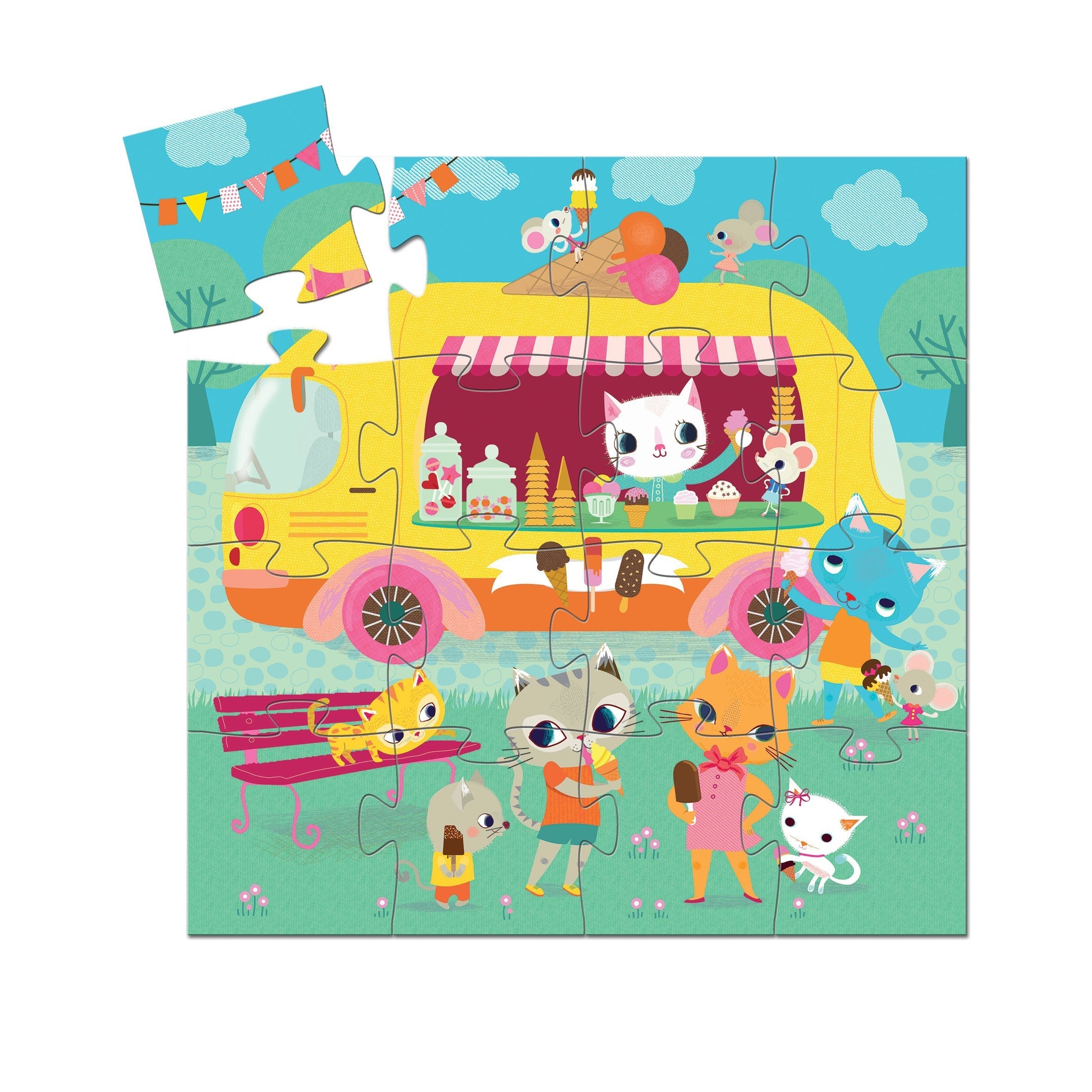 Ice Cream Truck 16pc Silhouette Jigsaw Puzzle - Safari Ltd®
