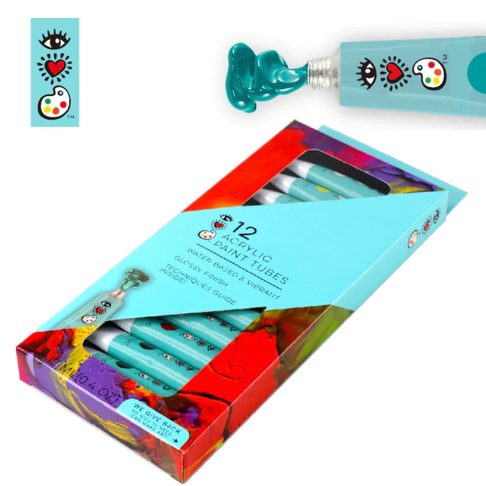 iHeartArt 12 Acrylic Paint Tubes Bright Stripes Safari Ltd®