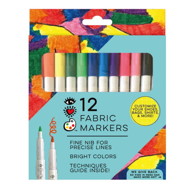 iHeartArt 12 Fabric Markers, Bright Stripes