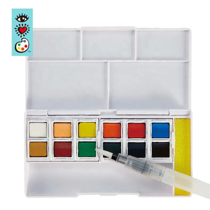 iHeartArt 12 Watercolors + Water Brush Pen - Safari Ltd®