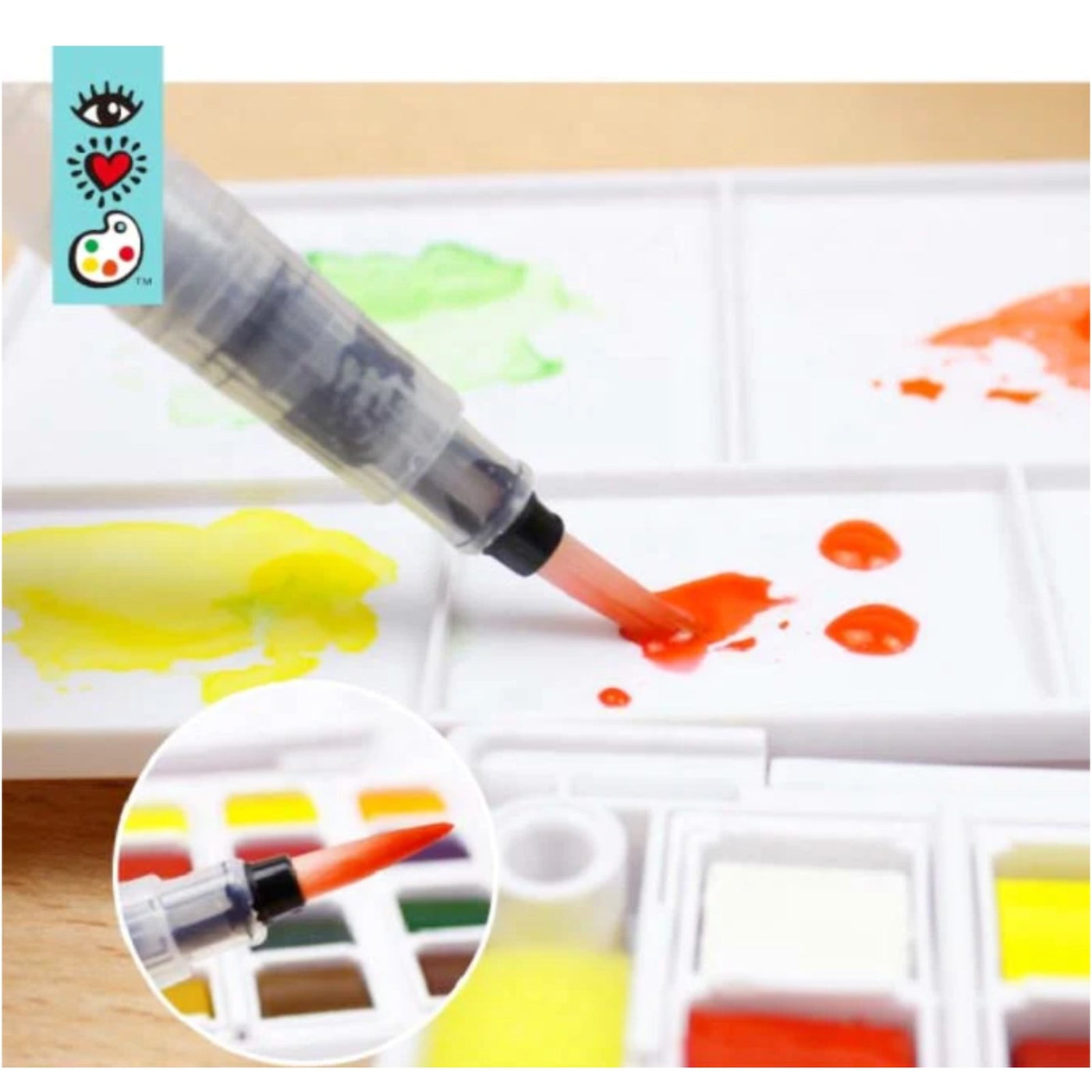 iHeartArt 12 Watercolors + Water Brush Pen - Safari Ltd®