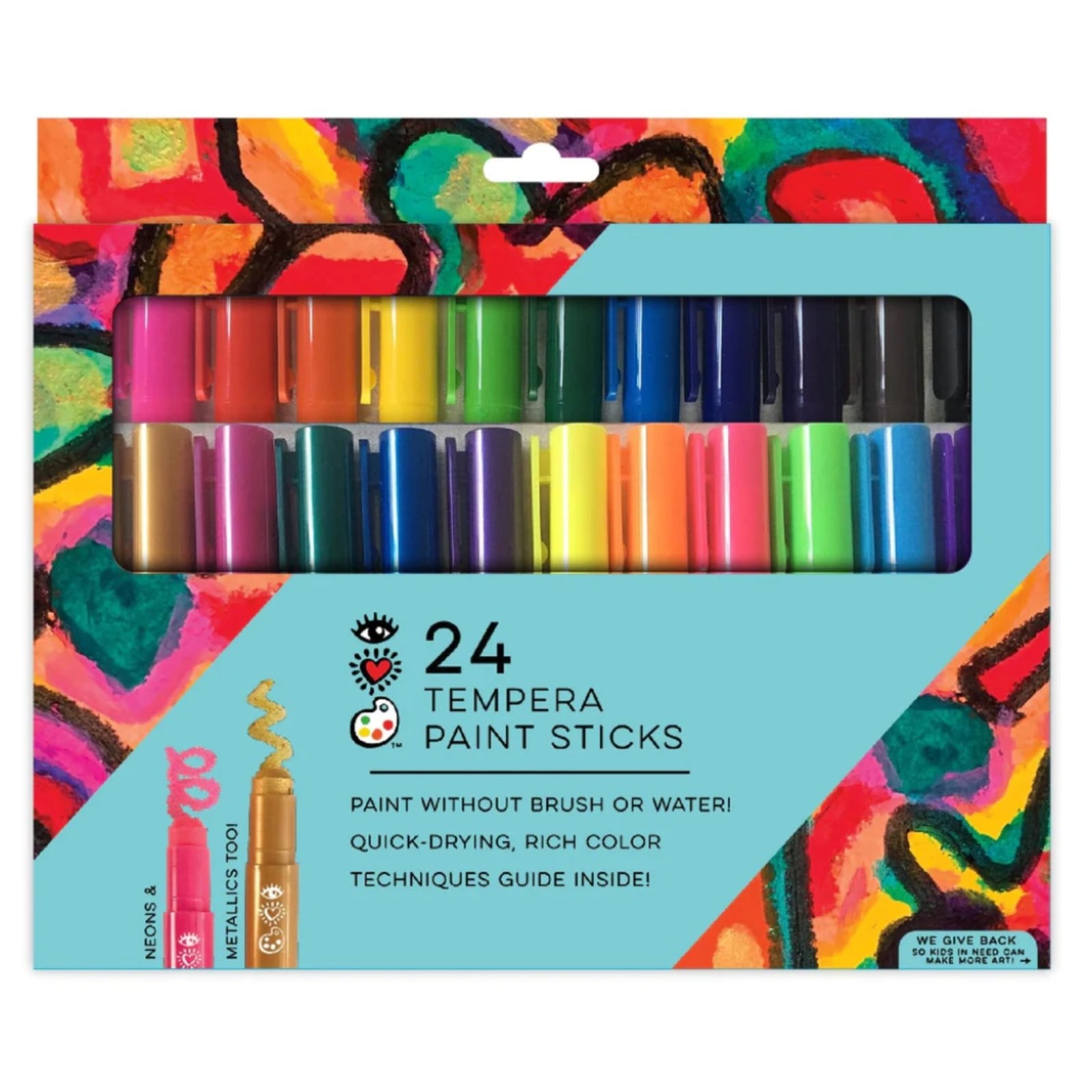 iHeartArt 24 Tempera Paint Sticks Bright Stripes Safari Ltd®