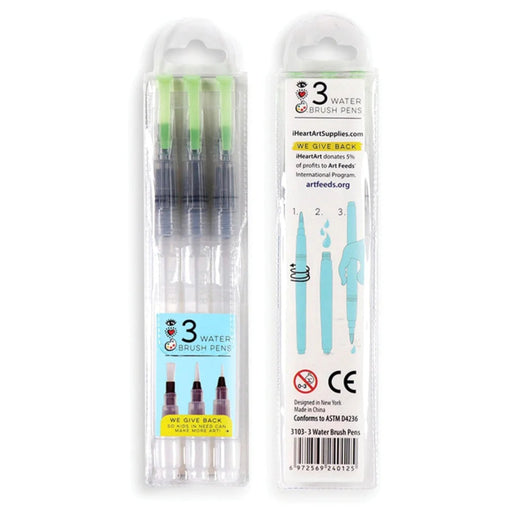 iHeartArt 3 Water Brush Pens Self-Moistening Portable Brush - Safari Ltd®