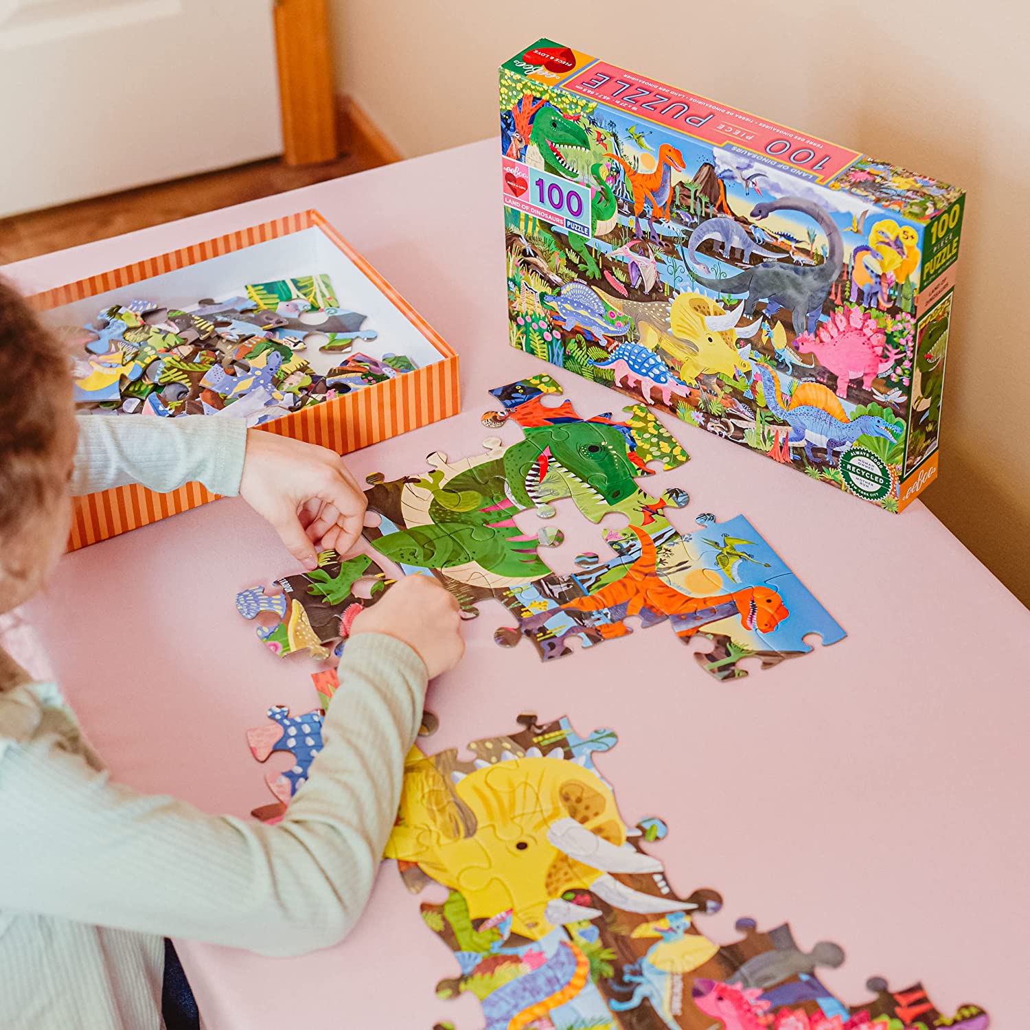 Mudpuppy Dinosaurier Puzzle 100 Teile - Für Kinder Ab 5 Jahren - Buntes Lernpuzzle Mit Dino-Namen