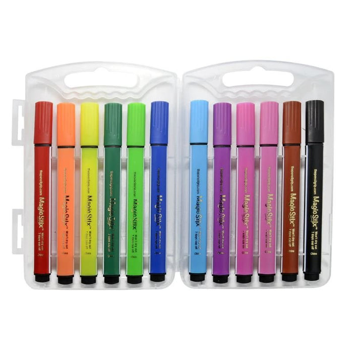 Magic Tri Stix 12 Color Washable Markers - Lasts 7 Days with Cap Off - Safari Ltd®