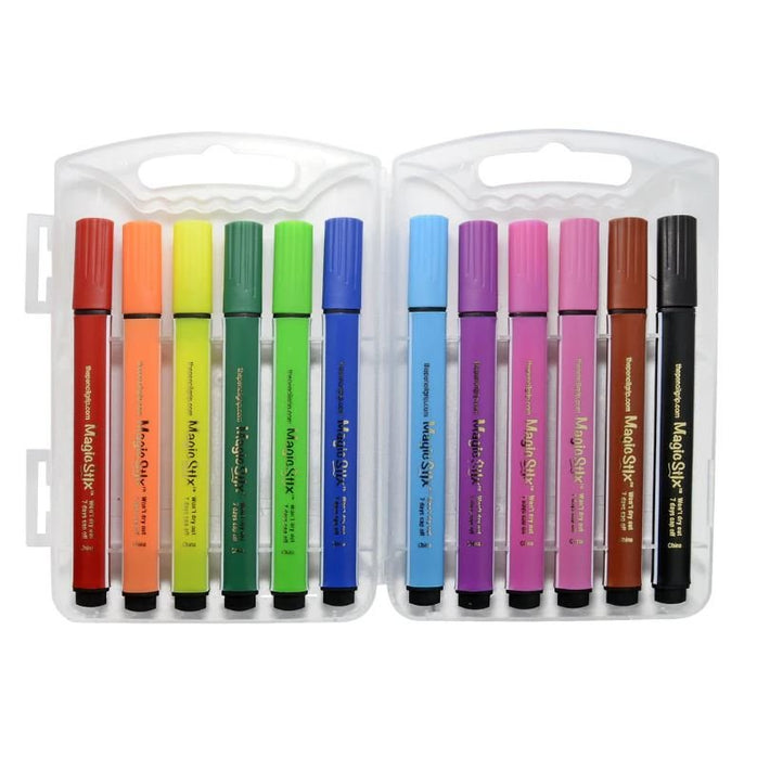Magic Tri Stix 12 Color Washable Markers - Lasts 7 Days with Cap Off - Safari Ltd®