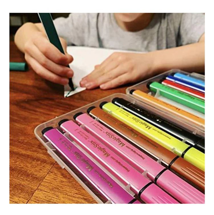 Magic Tri Stix 12 Color Washable Markers - Lasts 7 Days with Cap Off - Safari Ltd®