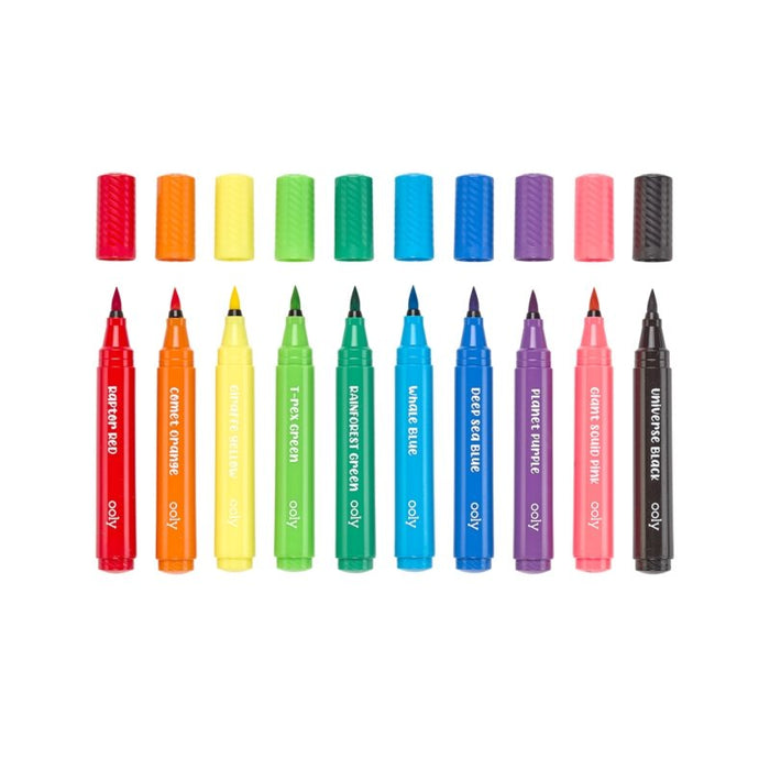 OOLY Big Bright Brush Markers - Set of 10 - Safari Ltd®